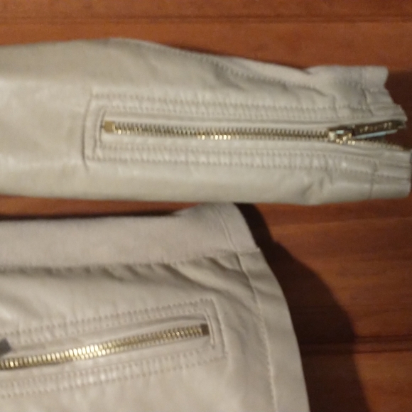 Calvin Klein women's size SP faux leather/cotton jacket with front/sleeve zipper - Picture 7 of 12